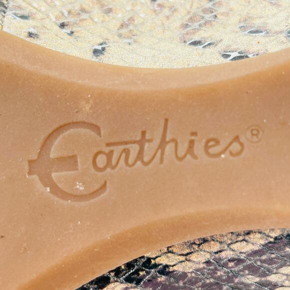 EARTHIES Tolo Leather Tan & Gray Snakeskin Animal Print Ballet Flats 8 - Picture 11 of 12